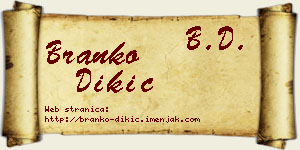 Branko Dikić vizit kartica